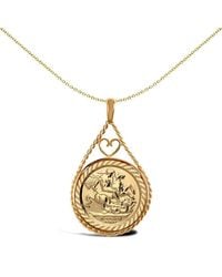 Jewelco London - 9Ct Heart Teardrop Rope St George Pendant (Half Sov Size) - Lyst