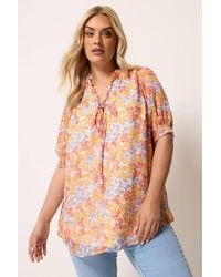 Yours - Floral Frill Neck Blouse - Lyst