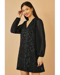 Yumi' - Sequin Tunic With Tie Back & Sheer Sleeves - Lyst