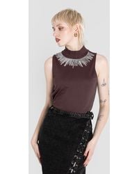 Enorsia - Sequin High Neck Sleeveless Top - Lyst