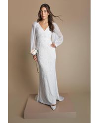 Coast - Plunge Floral Vintage Embellished Wedding Dress With Sleeve - Lyst