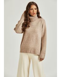 FS Collection - Jumper Top With High Neck In Camel - Lyst