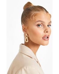 Boohoo - Gold Textured Chain Link Earrings - Lyst