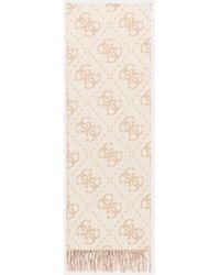 Guess - Logo Print Long Scarf Bone Logo - Lyst