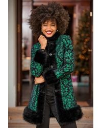 Joe Browns - Statement Jacquard Faux Fur Trim Coat - Lyst