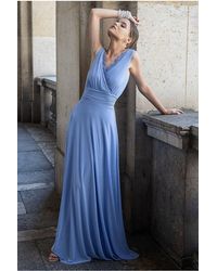 Goddiva - Diamante & Scalloped Lace Neck Maxi Dress - Lyst