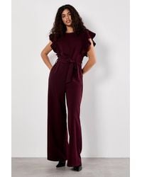 Apricot - Ruffle Sleeve Jersey Jumpsuit - Lyst
