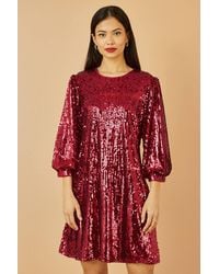 Yumi' - Sequin Tunic Dress With Balloon Sleeves - Lyst