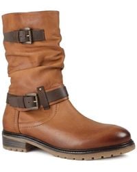 Pavers - Leather Buckle Detail Calf Length Boots - Lyst