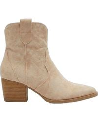 IKRUSH - Laura Faux Suede Cowboy Ankle Length Boots With Block Heel - Lyst