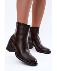 Love Lace - Warm Lined Faux Leather Heeled Boots With Zip - Lyst