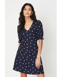 Dorothy Perkins - Petite Spot Short Sleeve Jersey Mini Dress - Lyst