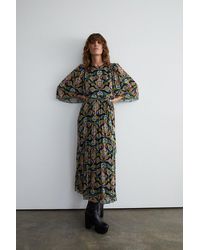 Warehouse - Floral Pleated Belted Maxi Dress - Lyst