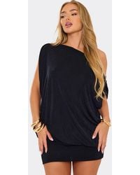 EGO - Short Sleeve Drape Mini Dress - Lyst