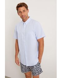 Burton - Blue Short Sleeve Plus And Tall Oxford Shirt - Lyst