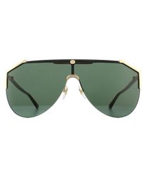 Gucci - Shield Gold And Havana Green Sunglasses - Lyst