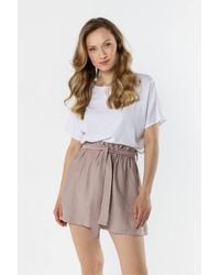 Love Lace - Tie Waist Pleated High Waisted Loose Shorts - Lyst
