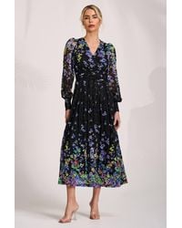 Jolie Moi - Long Sleeve Printed Lace Maxi Dress - Lyst