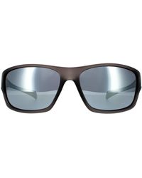 Polaroid - Sport Wrap Dark Grey Grey Silver Mirror Polarized Sunglasses - Lyst