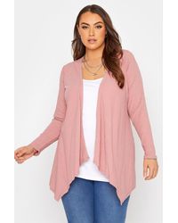 Yours - Ribbed Waterfall Cardigan - Lyst