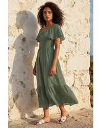 D.u.s.k - Shirred Frill Maxi Dress - Lyst