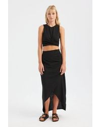 Hiccup - 2 Pieces: Crew Neck Ruched Crop Top & High Waist Slit Maxi Skirt - Lyst
