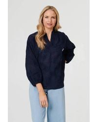 Izabel London - Embroidered Layered Long Sleeve Blouse - Lyst