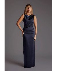 Vesper - Draped Satin Maxi Dress With Open Back - Lyst