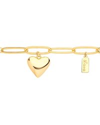 Jewelco London - Gold-silver Curb Oval Link Love Heart Tag Charm Bracelet - Gvb499 - Lyst
