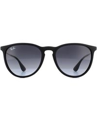 Ray-Ban - Round Rubberised Black Grey Gradient Erika 4171 Sunglasses - Lyst
