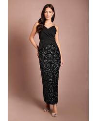 Coast - Muse Wrap Top Strappy Midi Dress With Sequin Skirt - Lyst
