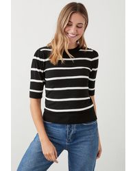 Dorothy Perkins - Stripe Button Shoulder Knitted Top - Lyst