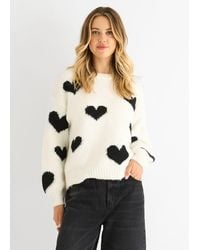 Gini London - Contrast Heart Oversized Knit Jumper - Lyst