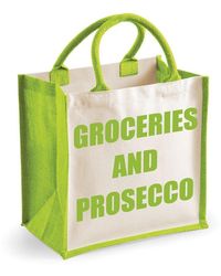 60 SECOND MAKEOVER - Medium Jute Bag Groceries And Prosecco Green Bag - Lyst