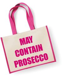 60 SECOND MAKEOVER - Large Jute Bag May Contain Prosecco Pink Bag New Mum - Lyst