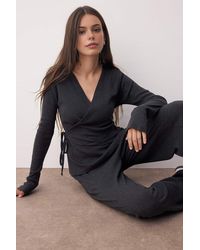 WOVCOR - 2-Piece Set Wrap Cotton Co-Ord & Wide Leg Pants - Lyst