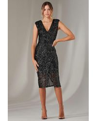 Jolie Moi - Demi Sequin Wrap Slit Bodycon Dress - Lyst