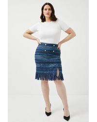 Karen Millen - Plus Size Signature Italian Fringed Tweed Skirt - Lyst