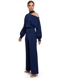 Love Lace - One Shoulder Long Sleeve Jumpsuit With Zip - Lyst
