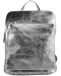 Sostter - Pewter Convertible Metallic Leather Pocket Backpack - Byeba - Lyst