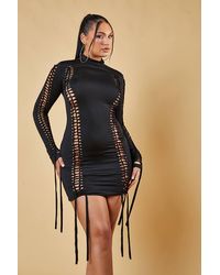 Rebellious Fashion - Ashley Knot Detail High Neck Mini Dress - Lyst