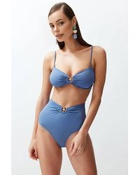 WOVCOR - High Waist Hardware Detail Shaping Bikini Bottom W/ Front Accent - Lyst