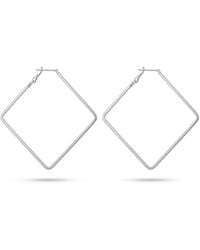 The Colourful Aura - Thin Line Square Threader Hoop Earrings, Minimalist Geometric - Lyst