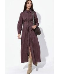 Hiccup - Plaid Shirt Dress With Corset Lace-Up Detail - Lyst