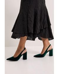 Dorothy Perkins - Ellens Velvet Pointed High Block Heel Slingback Court Shoes - Lyst