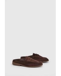 Oasis - Raeghan Faux Suede Loafer Style Footbed Flat Mules - Lyst