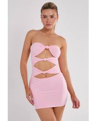Stylewise - Cut Out Knot Front Bandeau Mini Dress - Lyst