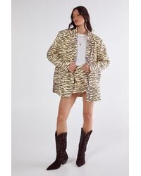 Nasty Gal - Zebra Linen Print Oversized Blazer - Lyst