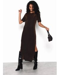 Shnoo - Round Neck Split Front Maxi Dress - Lyst
