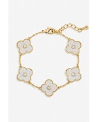 Jon Richard - Plated & Mother Of Pearl Polished Clover Bracelet - Lyst